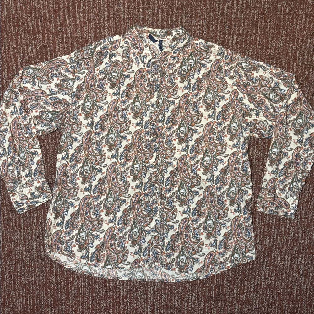 Multicolor Paisley Cotton Shirt bold pearl snap button front western long sleeve - Picture 2 of 12